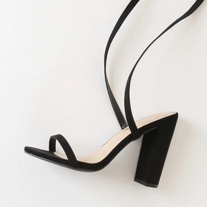 Lulu’s Black Myla Suede Lace Up 6.5 Heels